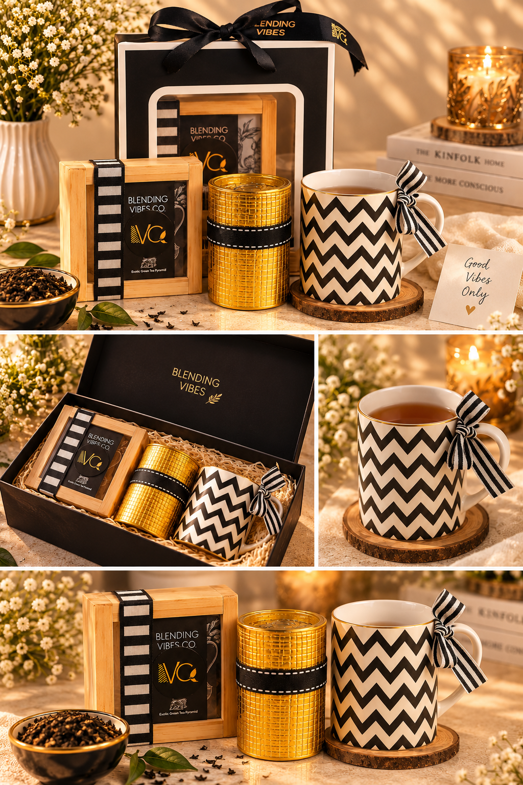Black & White Goodie Bag – Premium Tea, Mug & Cookies Gift Hamper | Luxury Gifting